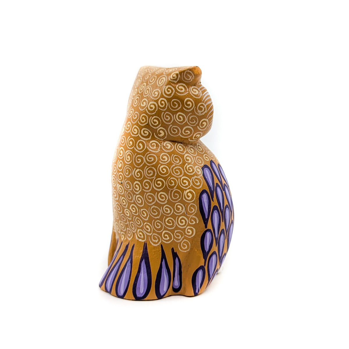 Golden Owl with Purple Accents on Wings