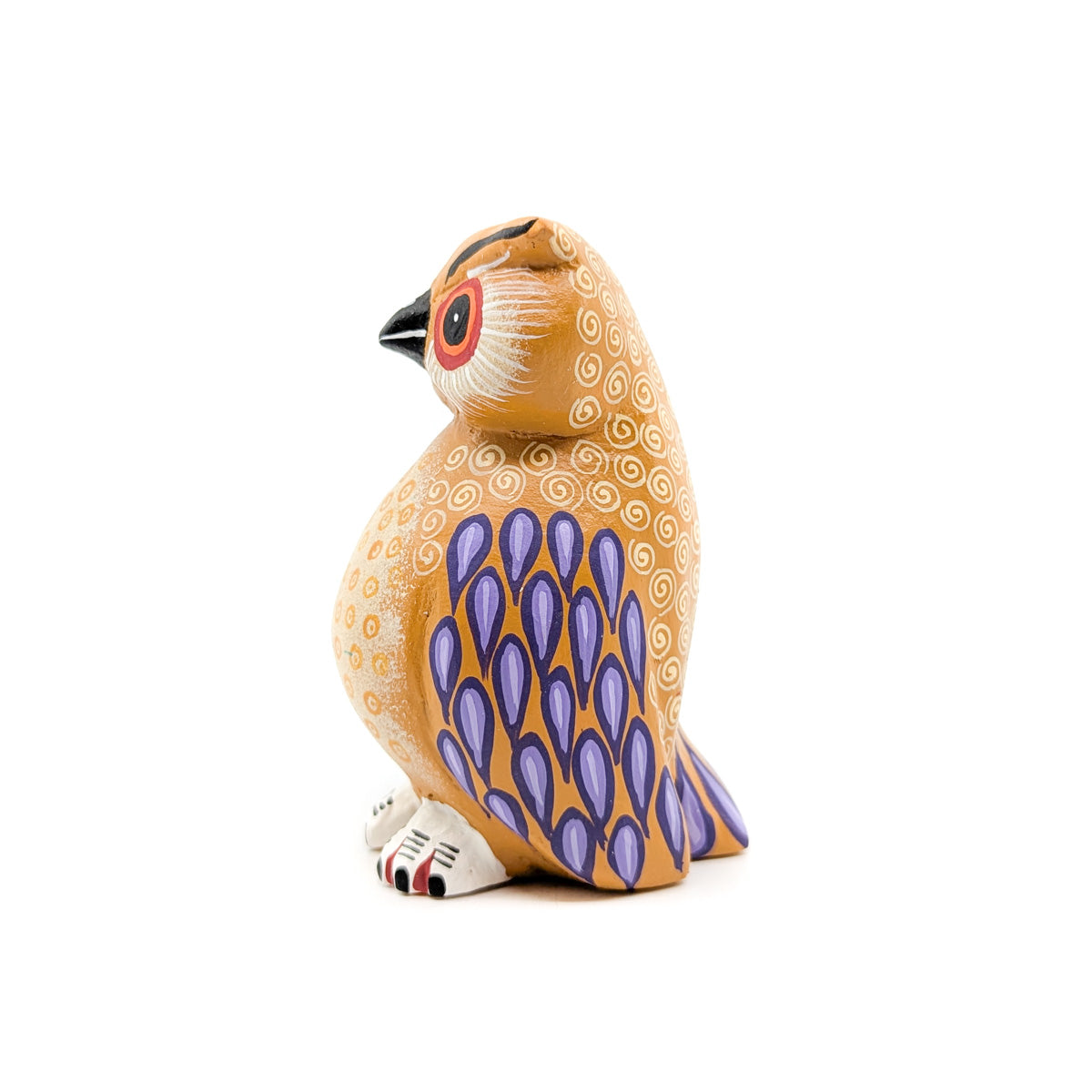 Golden Owl with Purple Accents on Wings