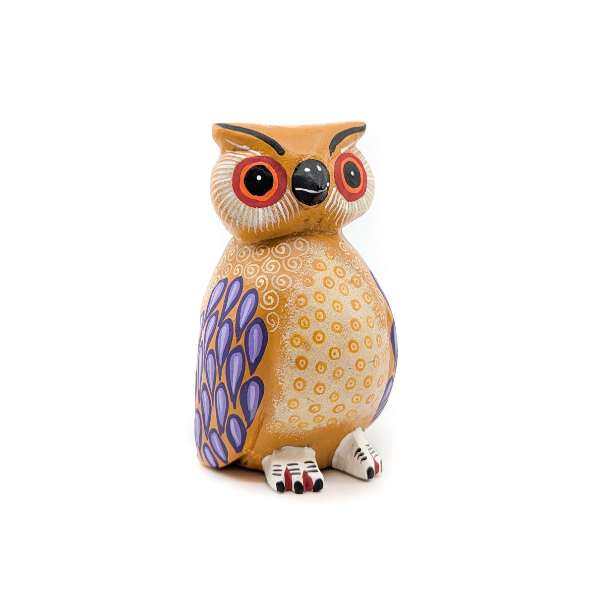 Golden Owl with Purple Accents on Wings
