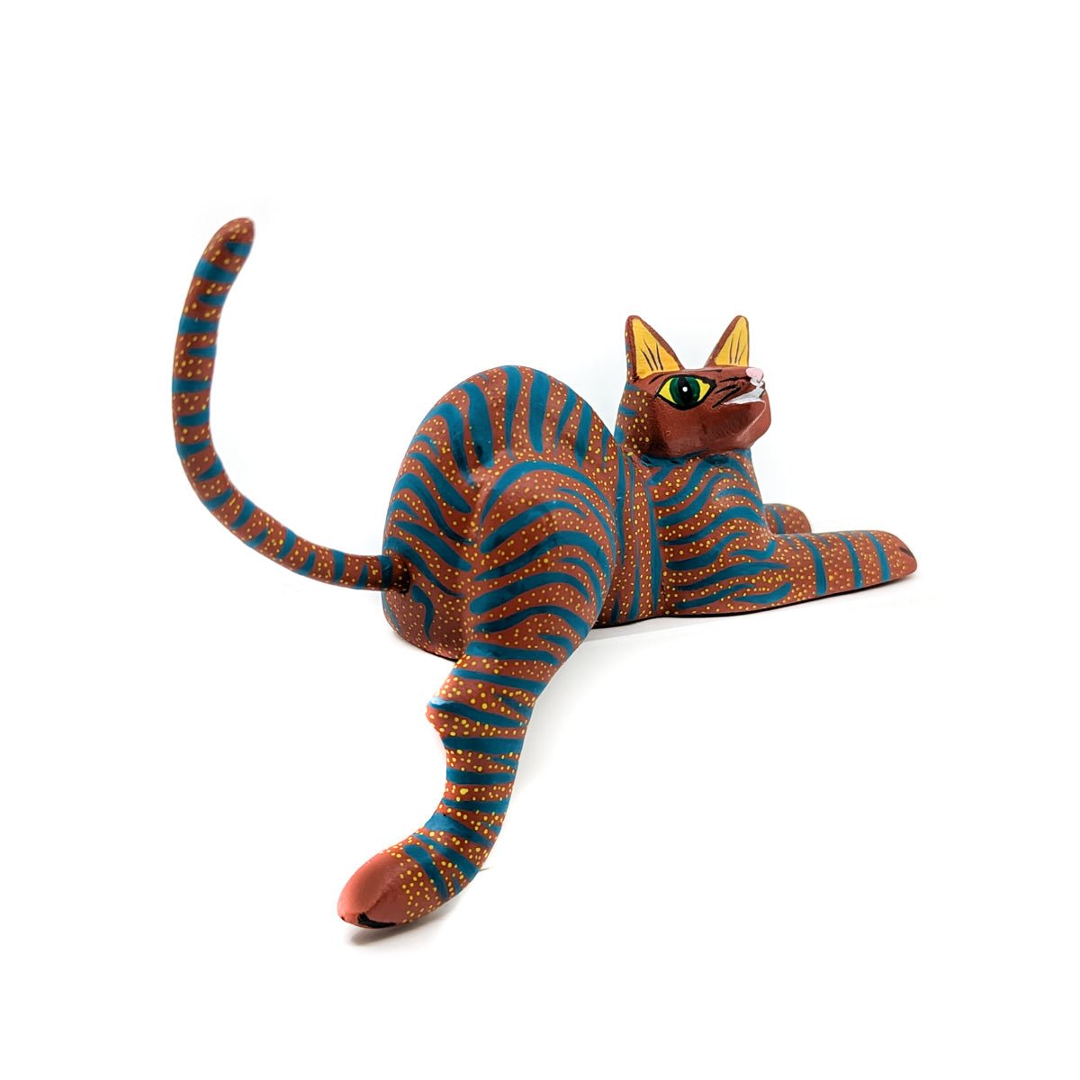 Brown Kitty with Teal Stripes
