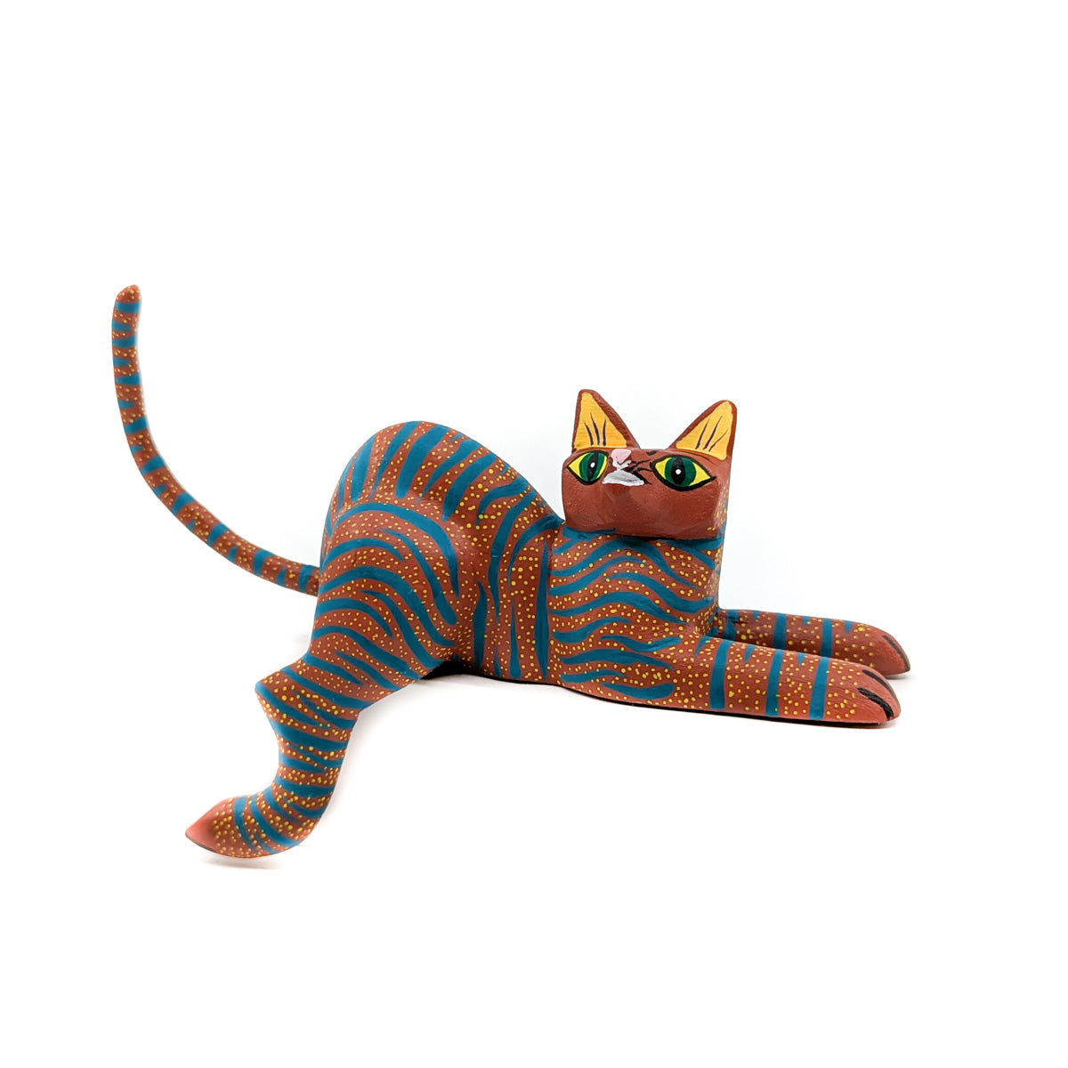 Brown Kitty with Teal Stripes