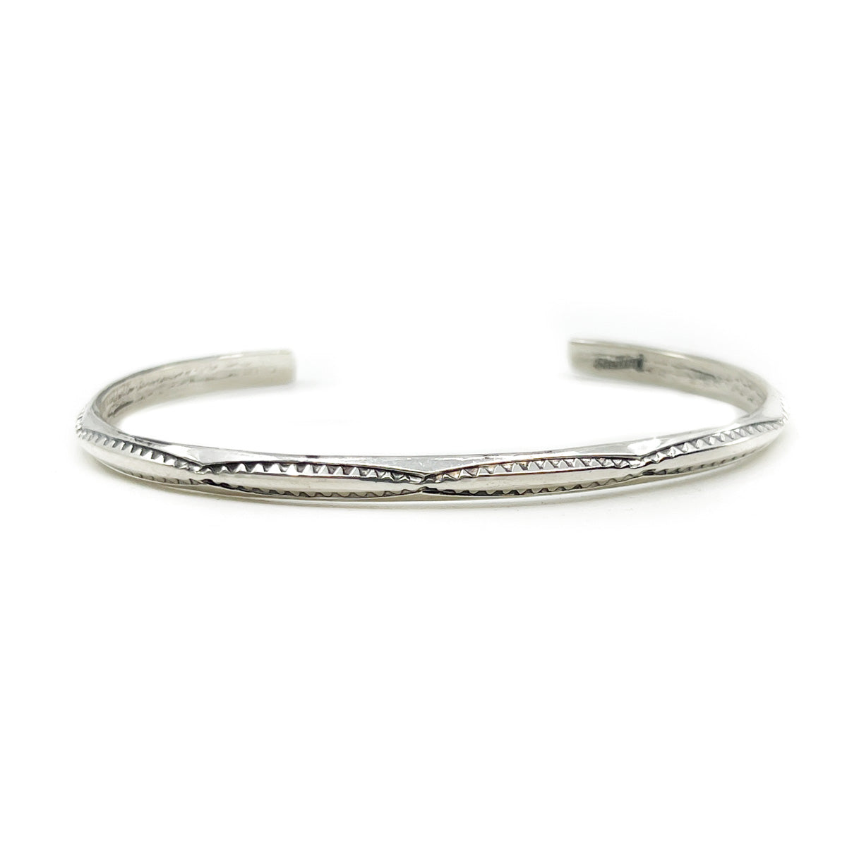 Lightweight Navajo Stamped Silver Triangle Wire Bracelet