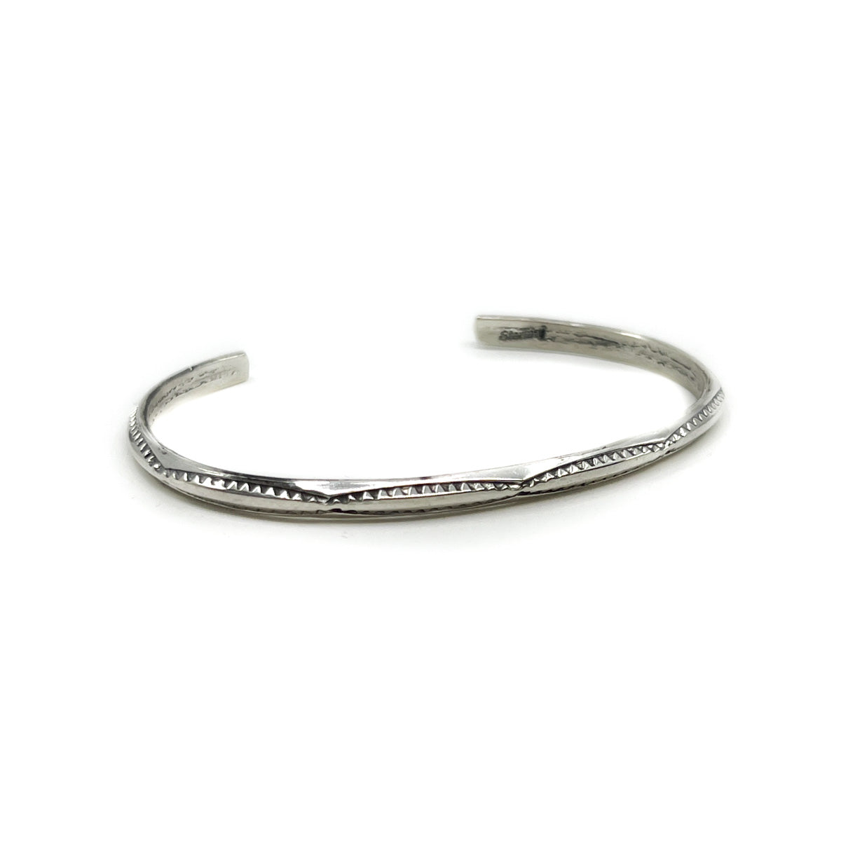 Lightweight Navajo Stamped Silver Triangle Wire Bracelet