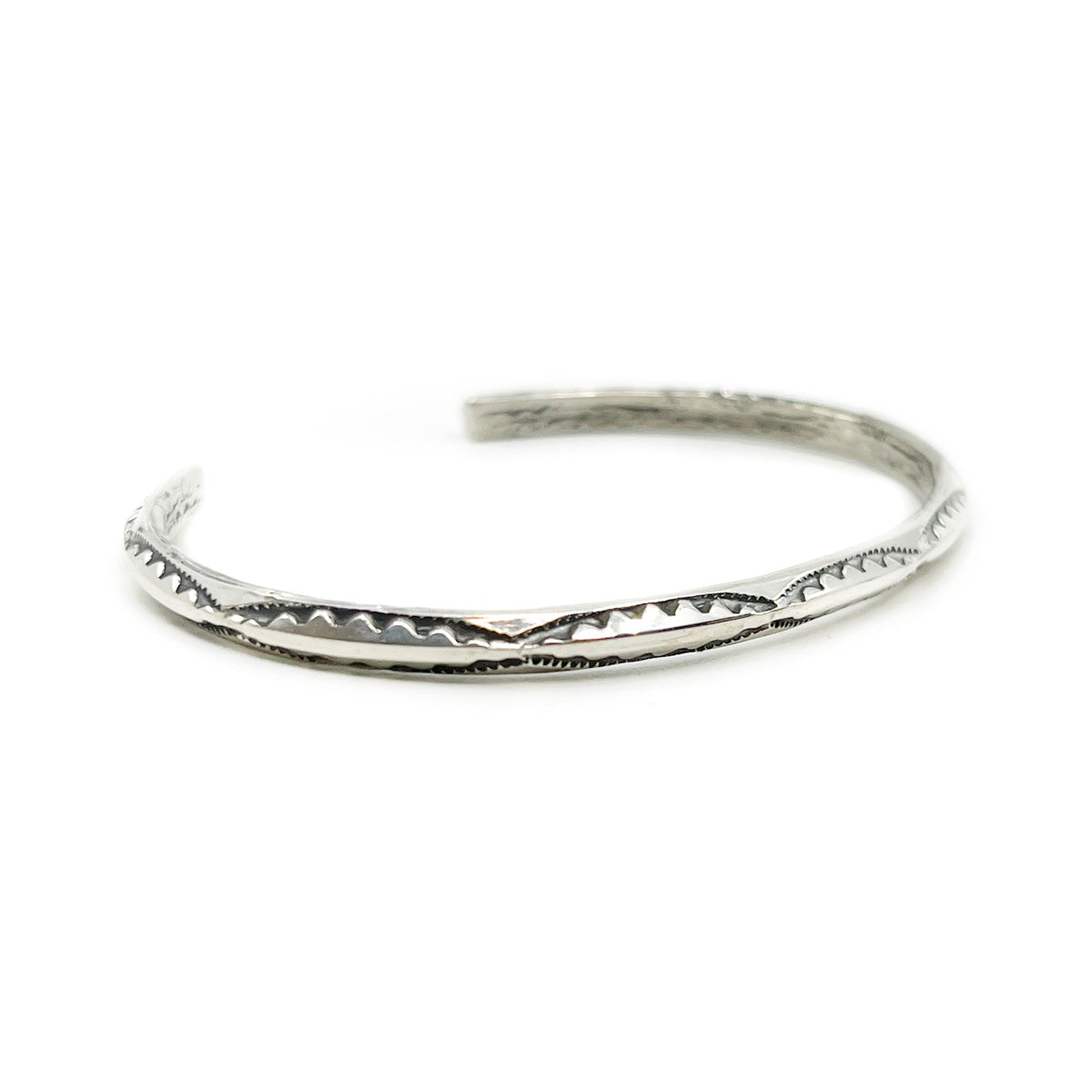 Medium weight Navajo Stamped Silver Triangle Wire Bracelet