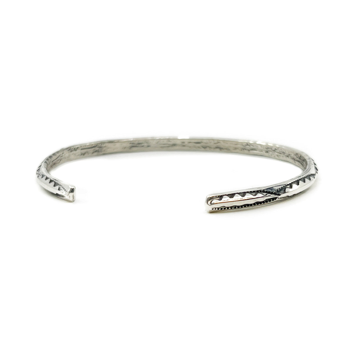 Medium weight Navajo Stamped Silver Triangle Wire Bracelet