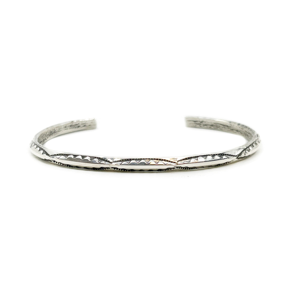 Medium weight Navajo Stamped Silver Triangle Wire Bracelet