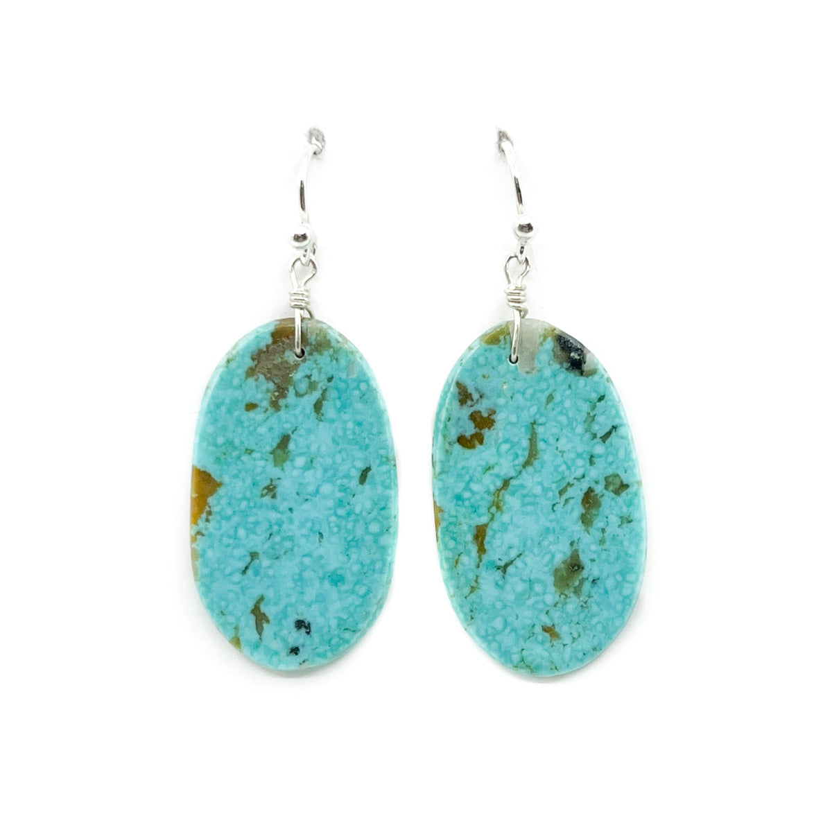 Oval Turquoise Slab with Light Brown Matrix - Santo Domingo Pueblo