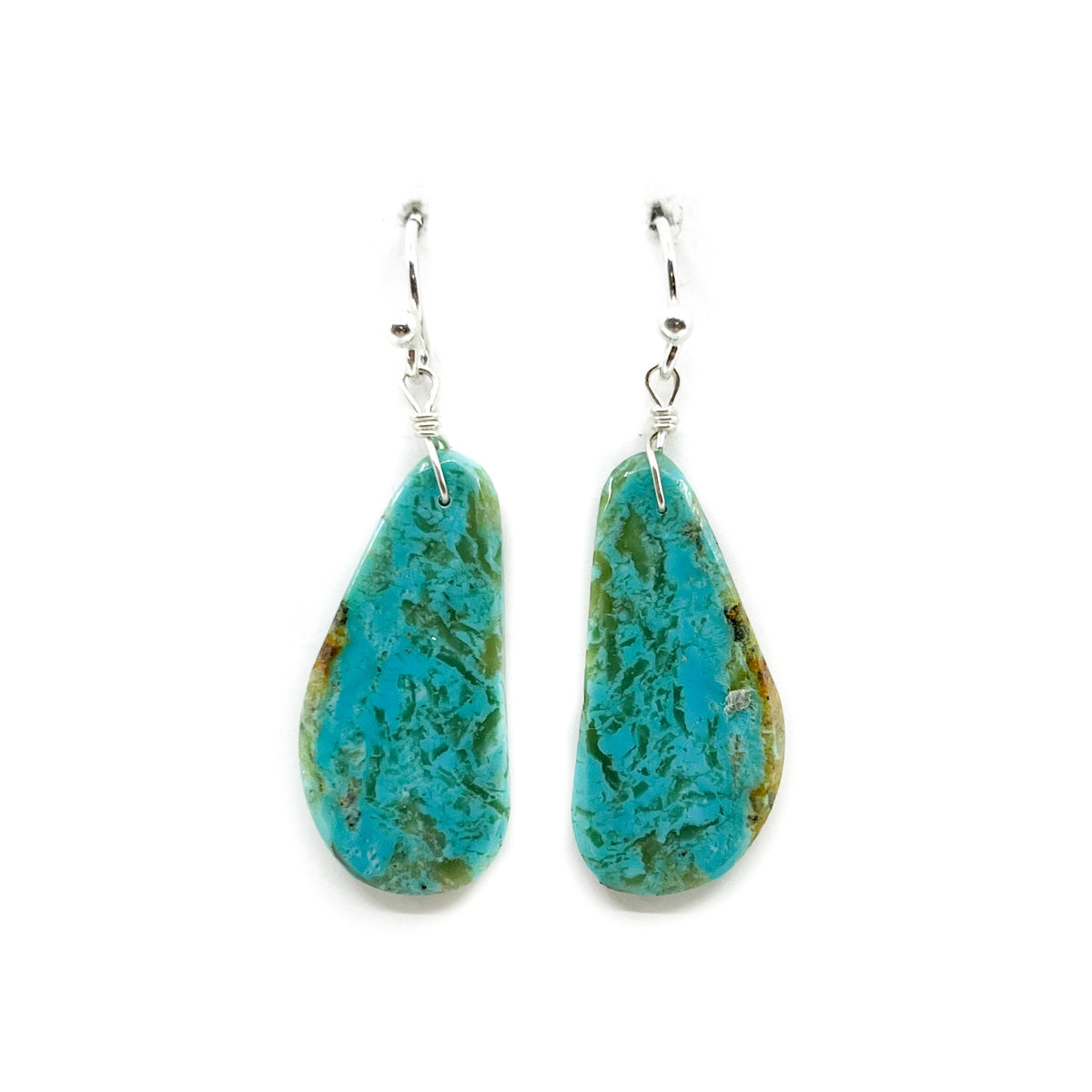 Turquoise Teardrop Slab Earrings with Brown Matrix