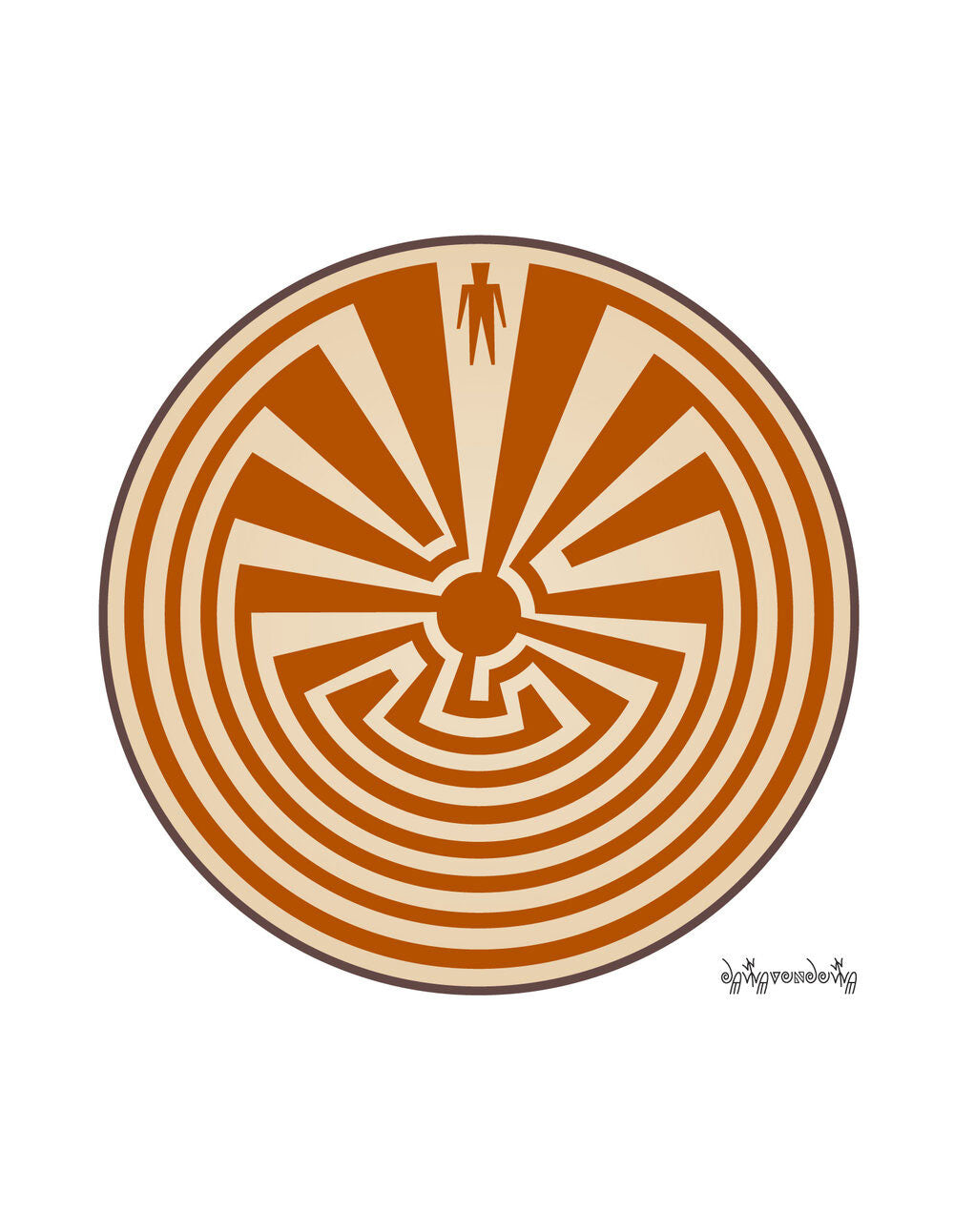 I’itoi Ki: or I’itoi’s House refers to the Creator called Elder Brother who travels a circular path to his home. This path also represents a person’s own journey through life, each turn symbolizing a life-changing event The designs on these cards are prints of original artwork by Hopi Artist&nbsp;Gerald A. A. Dawavendewa. The inside of these cards are blank with a white envelope allowing you to use these for all special occasions.&nbsp;