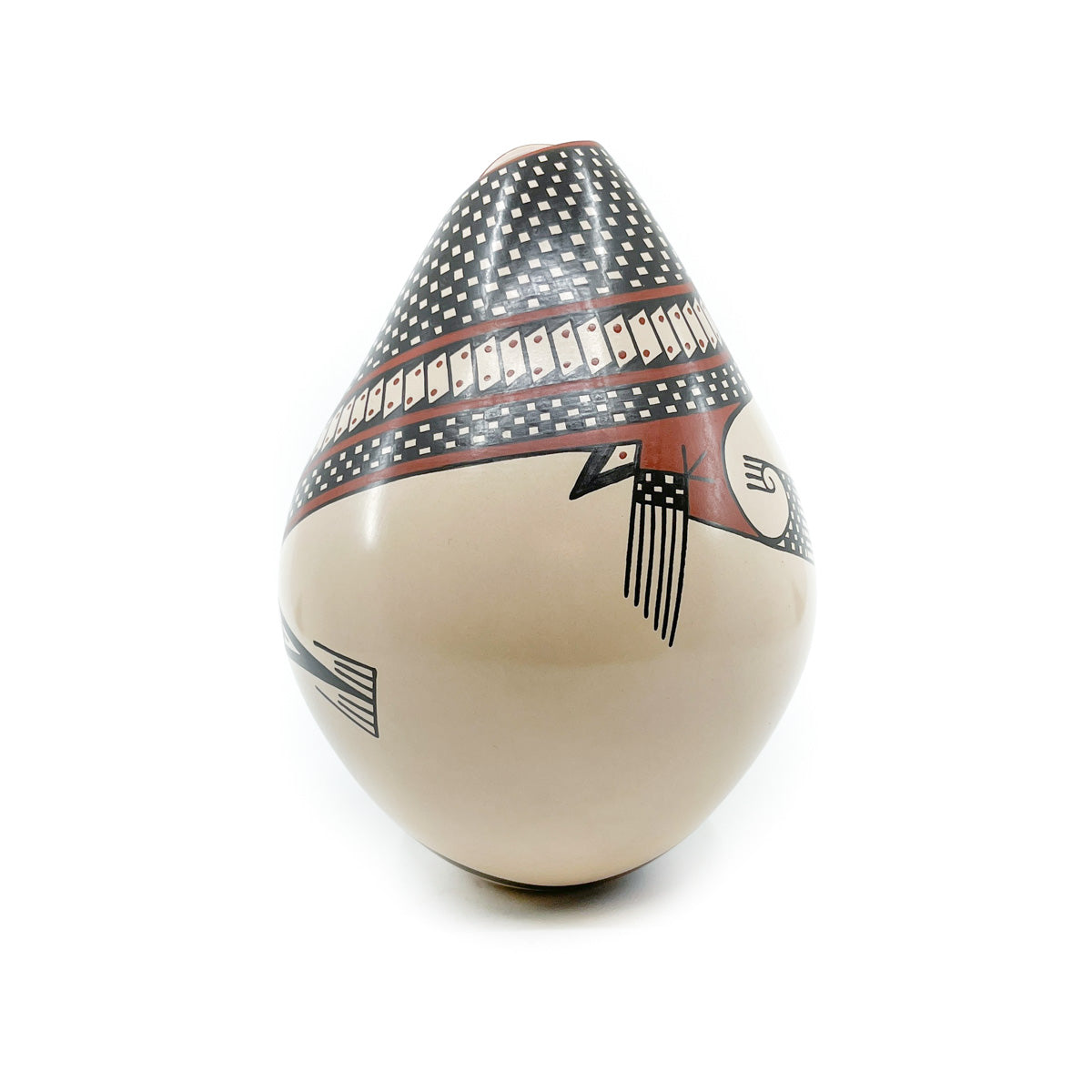 Large Pot with Sculptural Opening and Traditional Checkerboard Pattern