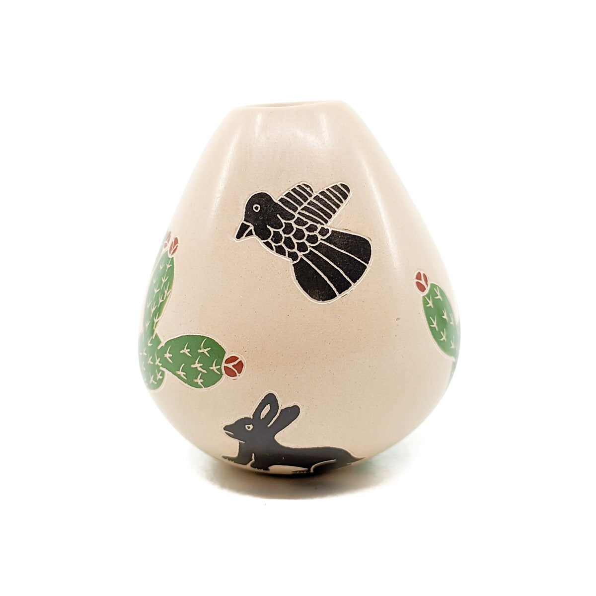 Small Seed Pot with Cacti & Birds