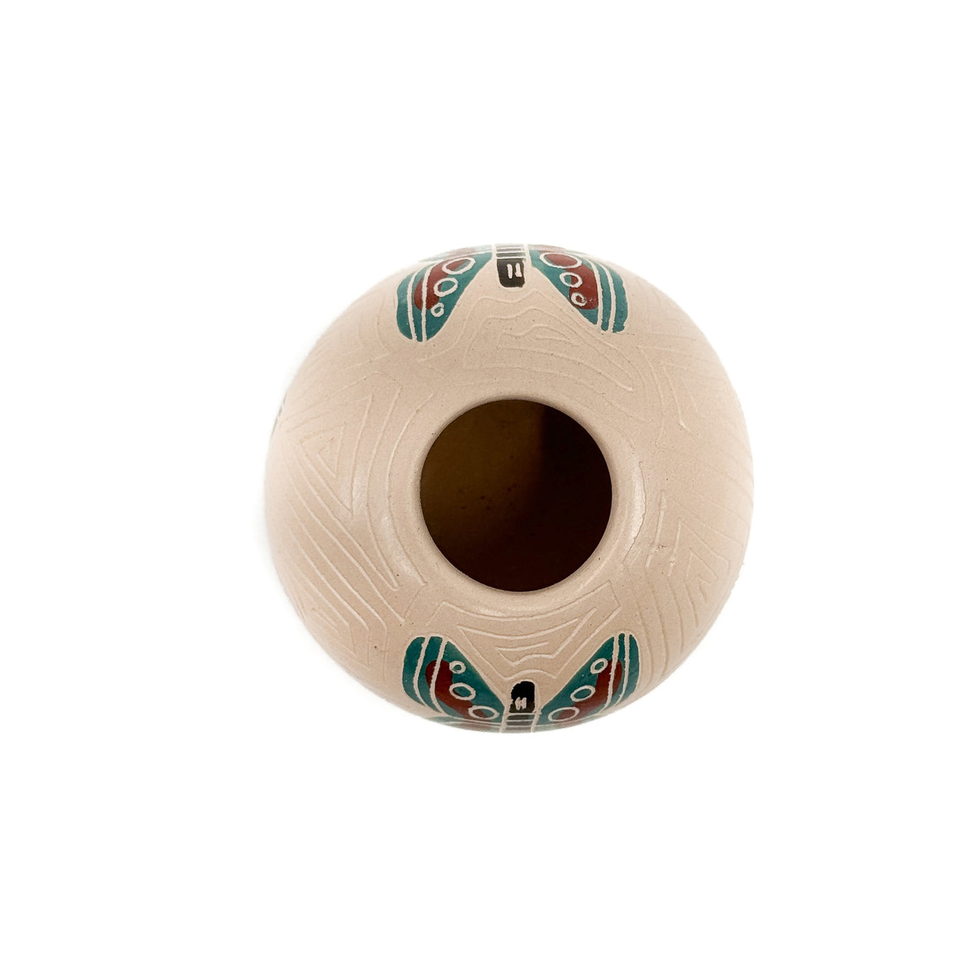 Carved and Painted Butterfly Seed Pot