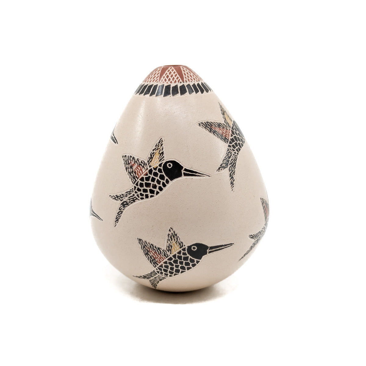 Small Rain Drop Shaped Seed Pot with Hummingbirds