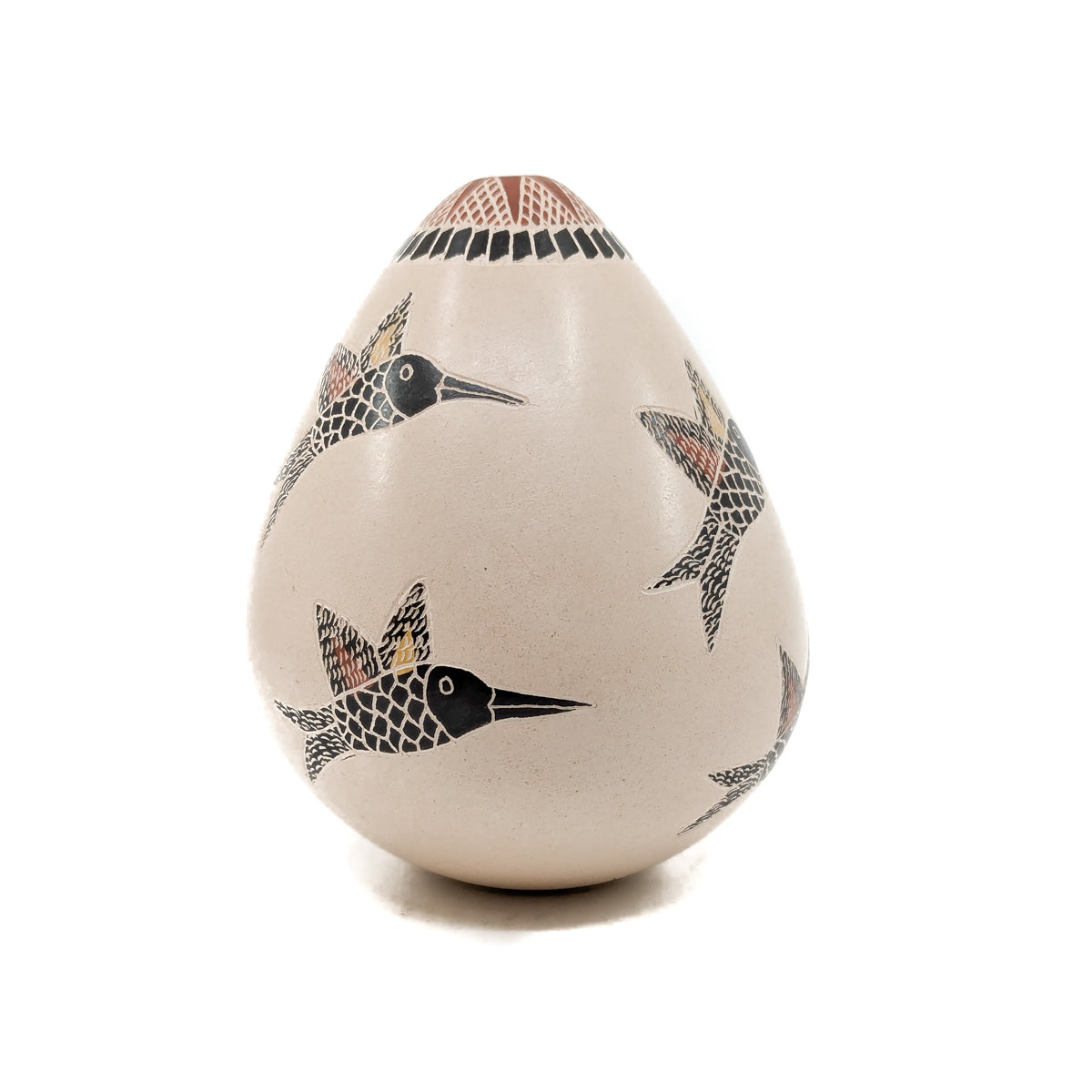 Small Rain Drop Shaped Seed Pot with Hummingbirds