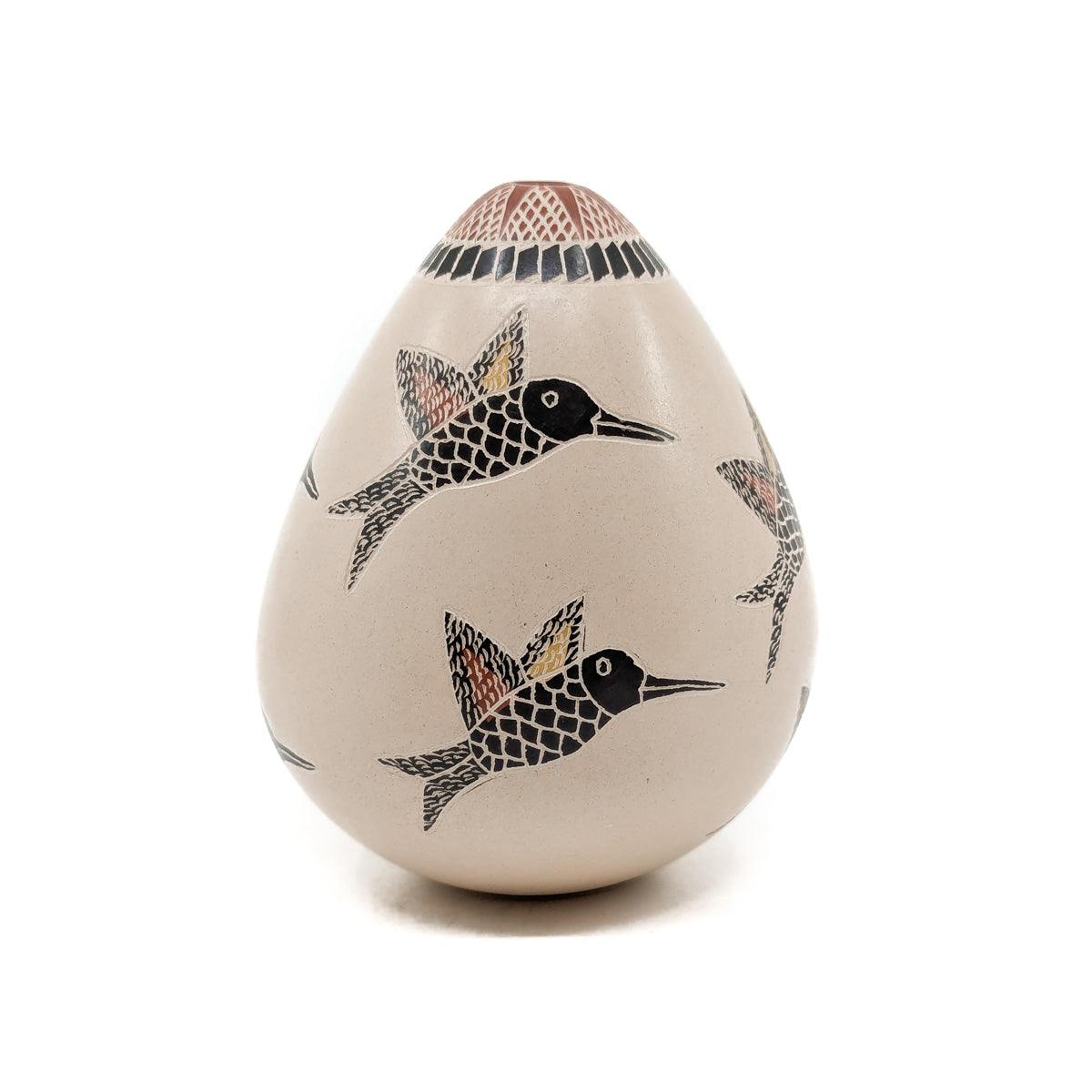 Small Rain Drop Shaped Seed Pot with Hummingbirds