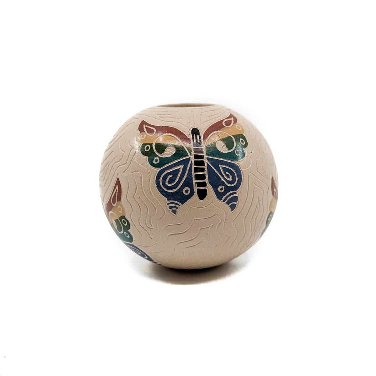 Small Mata Ortiz Seed Pot - Incised Butterfly