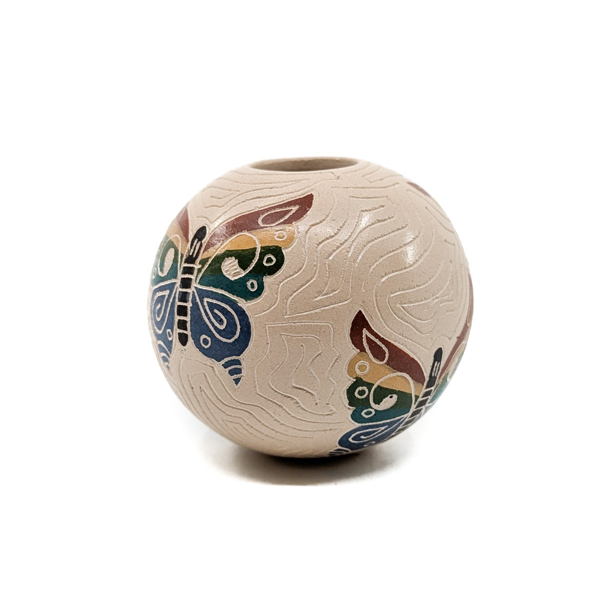 Small Mata Ortiz Seed Pot - Incised Butterfly