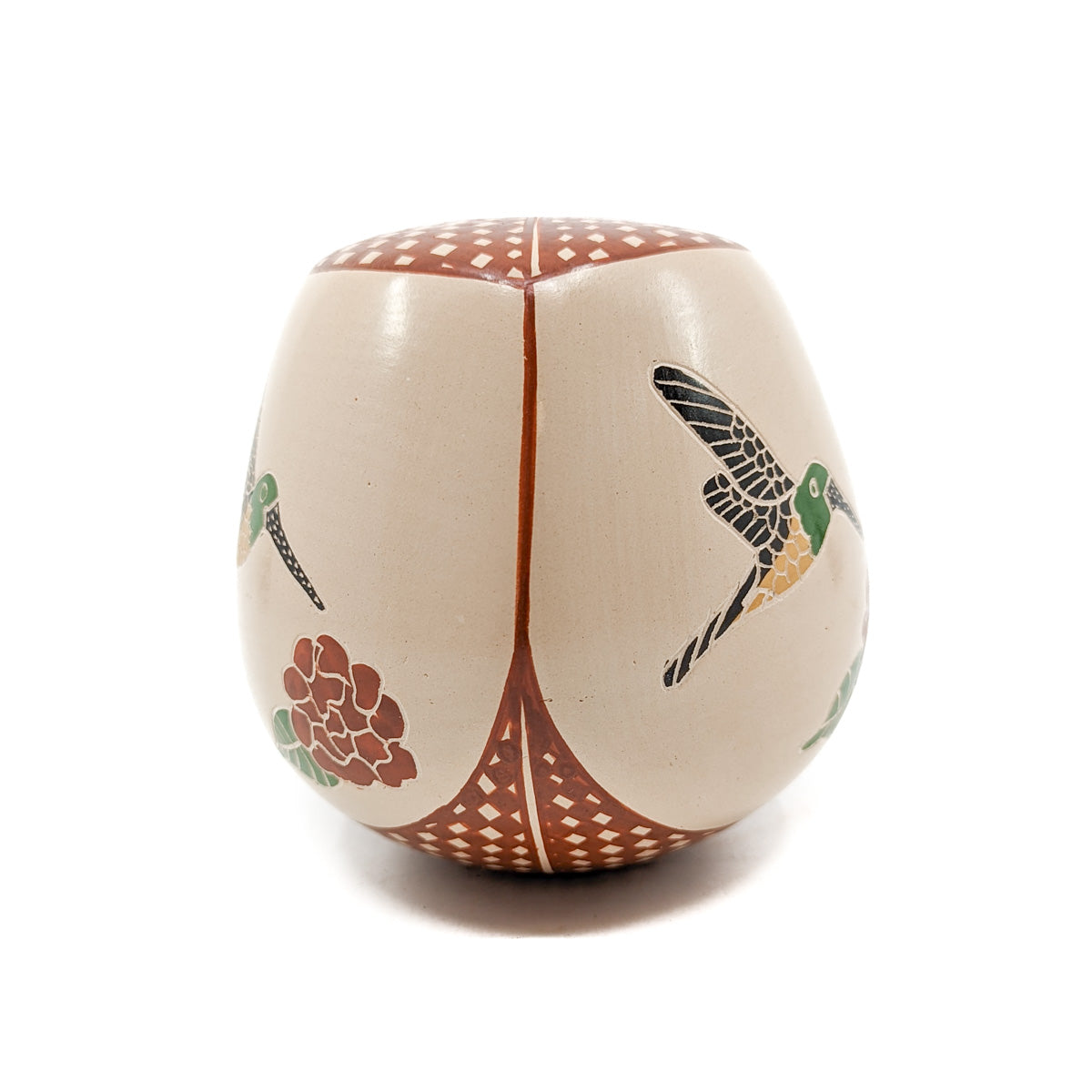 Three Sided Triangular Seed Pot with Hummingbirds