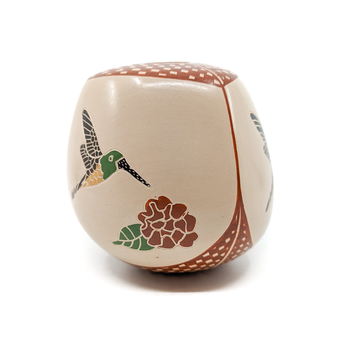 Three Sided Triangular Seed Pot with Hummingbirds