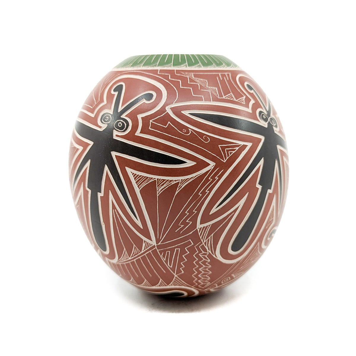 Mata Ortiz Pot - Dragonfly with Feather Design Opening