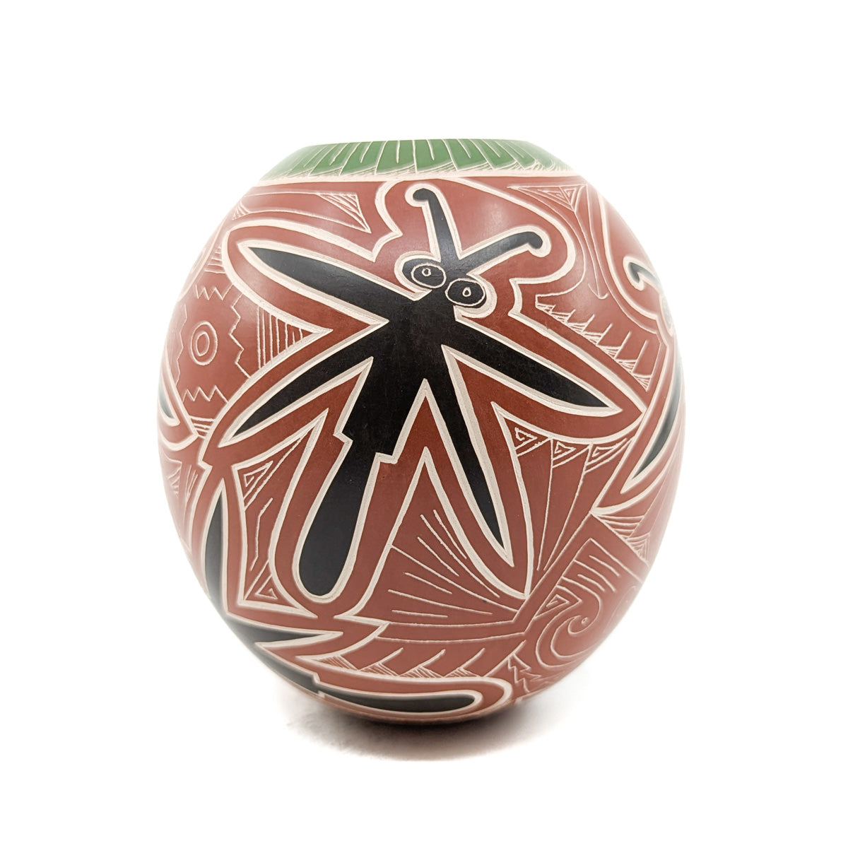Mata Ortiz Pot - Dragonfly with Feather Design Opening