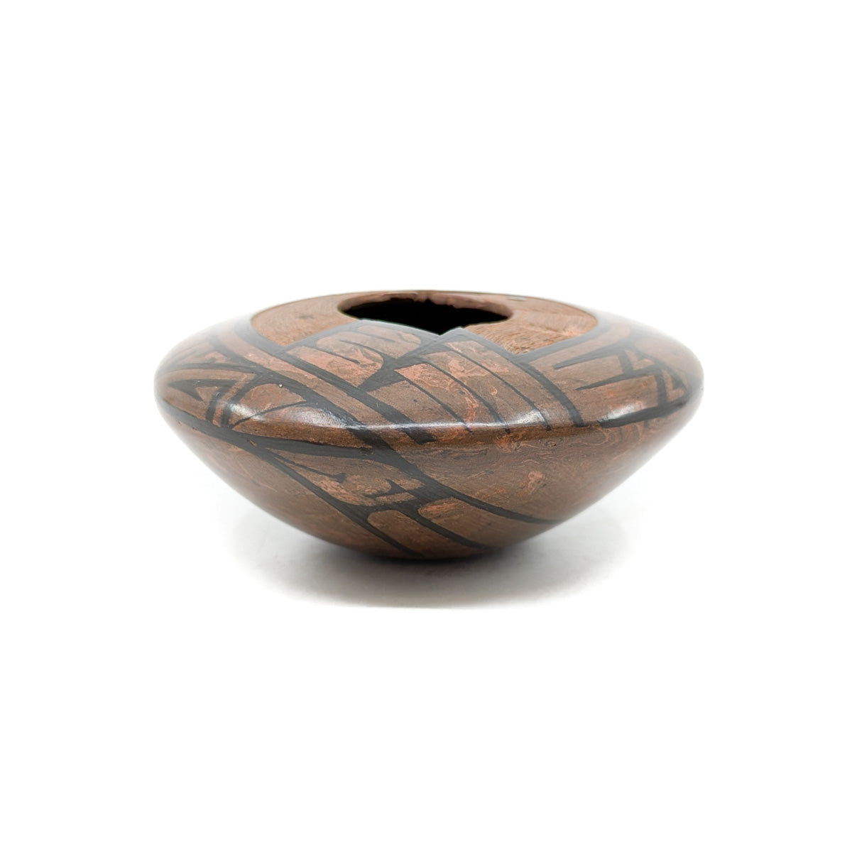 Black on Brown Marbled Clay Lovebirds Pot