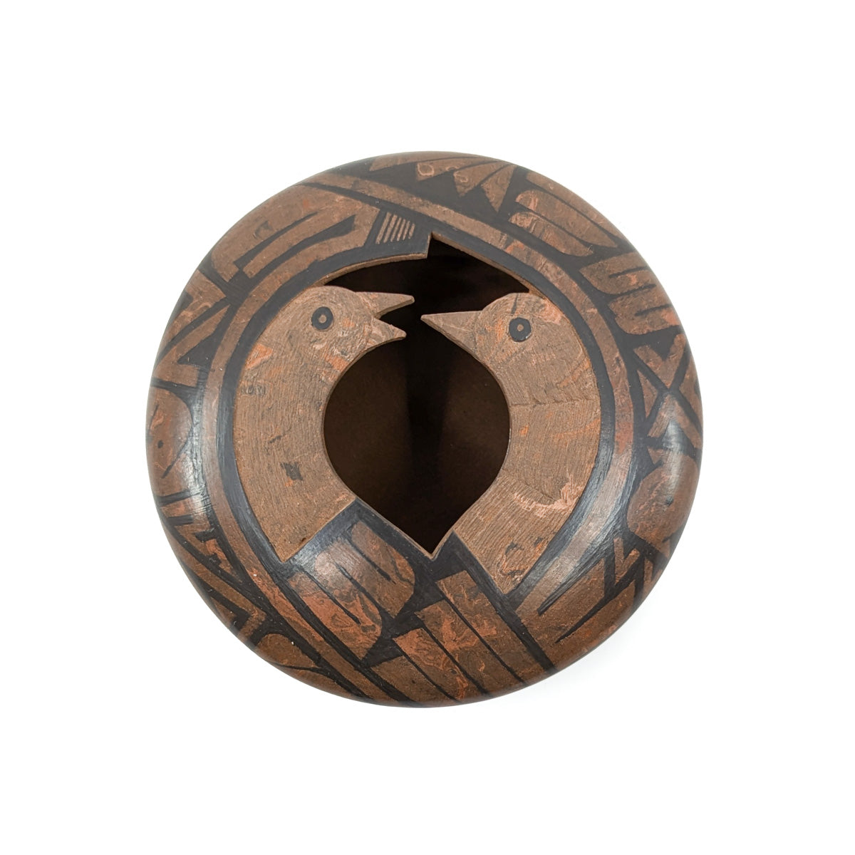 Black on Brown Marbled Clay Lovebirds Pot