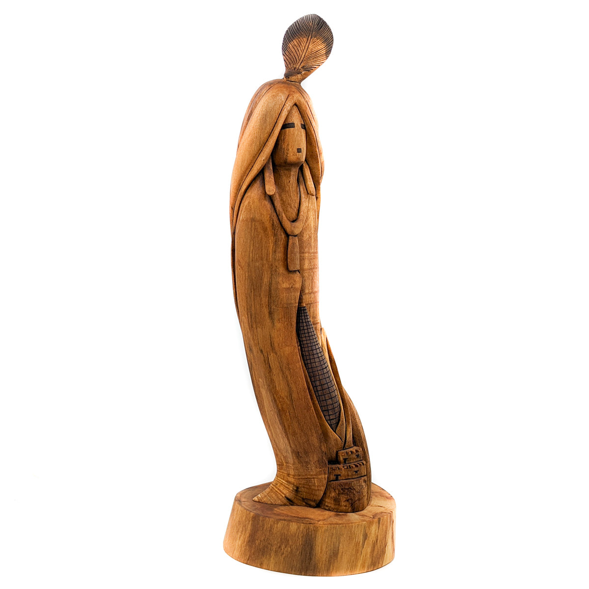 Blue Corn Maiden Sculpture with Pueblo Scene