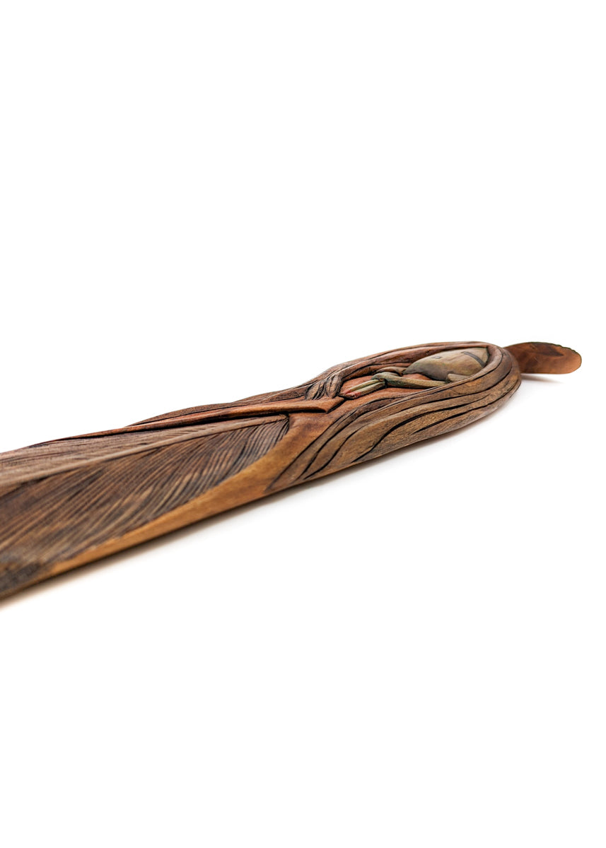 Carved Feather Maiden Sculptural Wall Hanging