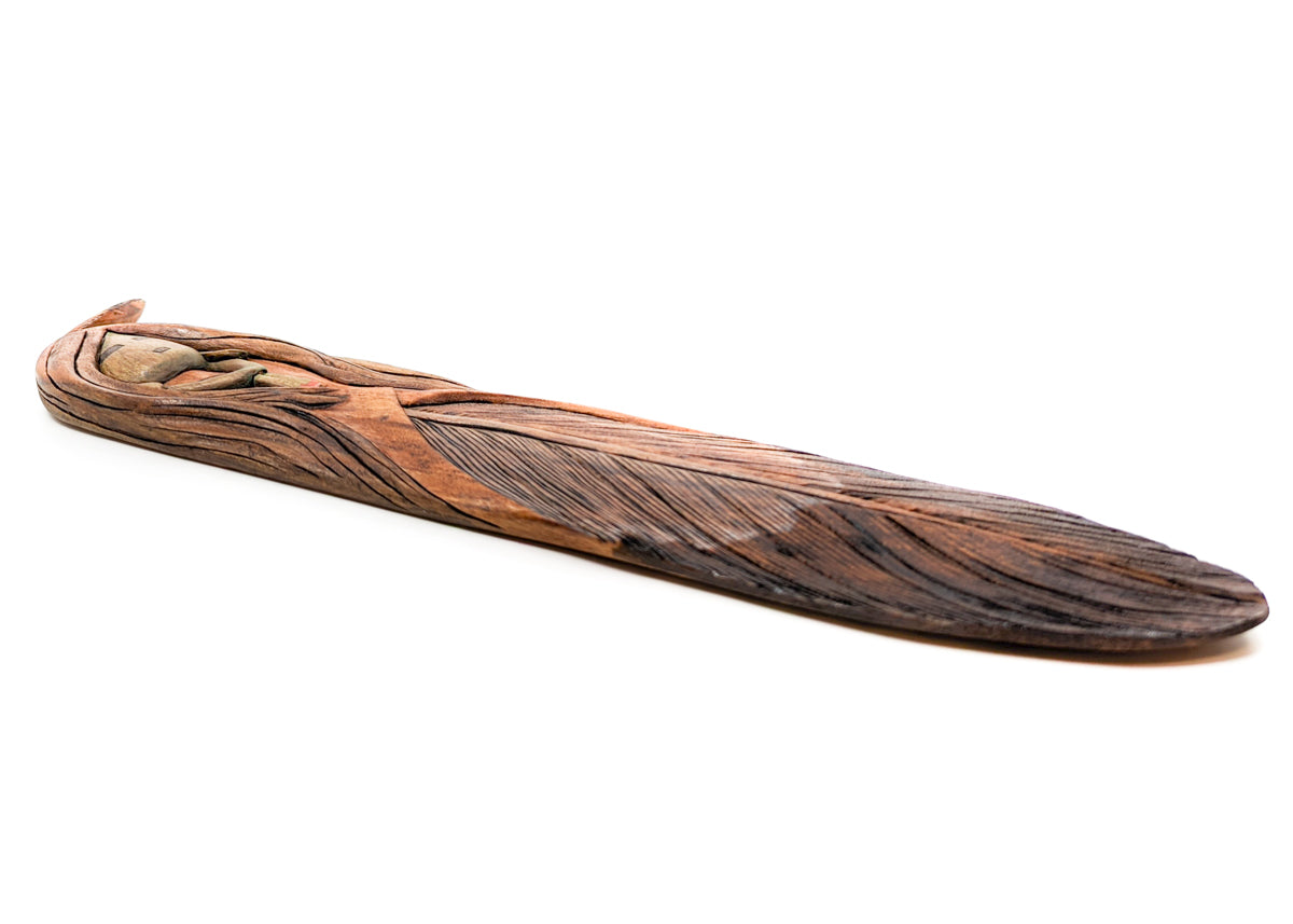 Carved Feather Maiden Sculptural Wall Hanging