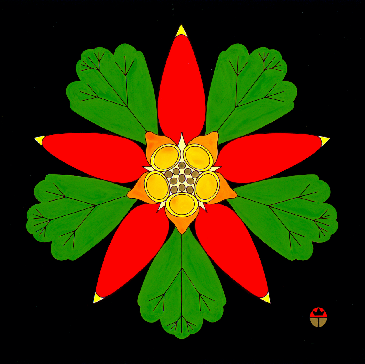 Full color red columbine print measures 7.5" x 7.5" plus a 2.25" white border. Black frame with glass, measures 12" x 12".
