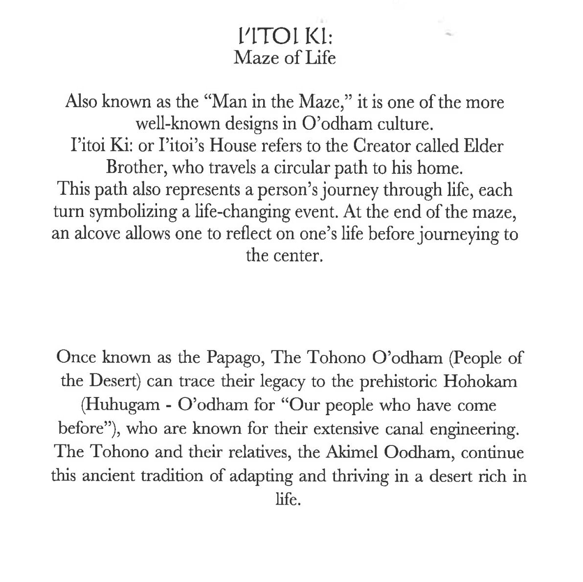 "I'Itoi Ki: Maze of Life" Card by Gerald A. A. Dawavendewa