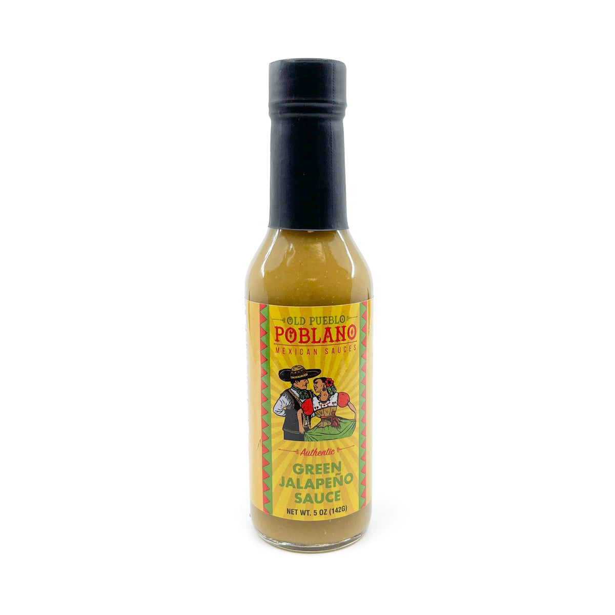 This&nbsp;Green Jalapeño sauce has a slightly milder heat with luscious&nbsp;citrus undertones.&nbsp;It's&nbsp; fresh, tangy taste deliciously complements every meal. The heat catches up after a few bites, and never overwhelms the flavor!&nbsp;Put a few drops on your chips or use it to enhance your entire entrée.  Made in Tucson.  5 oz. glass bottle.