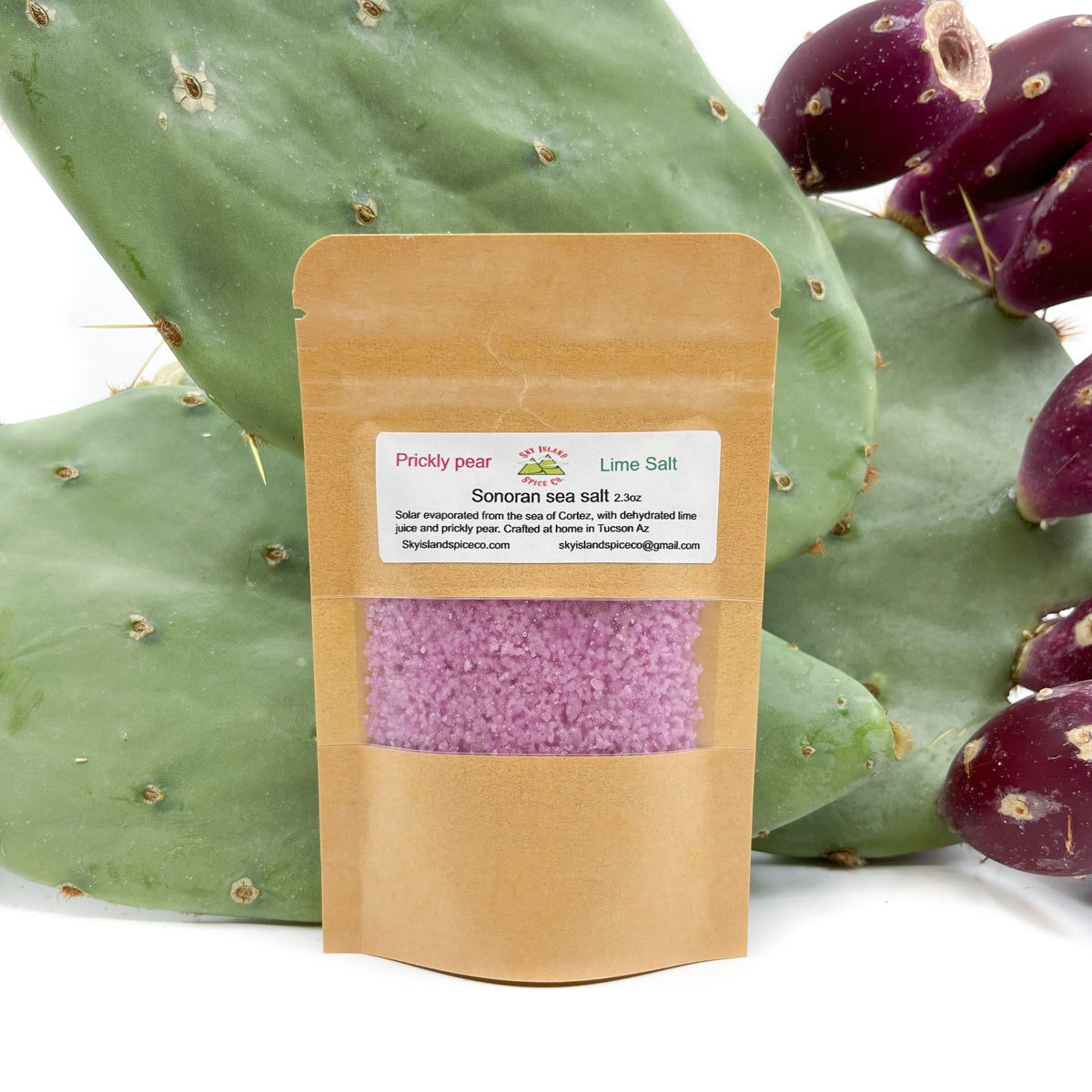 Solar evaporated salt from the Sea of Cortez Dehydrated lime juice and natural Prickly Pear fruit for flavor Crafted in Tucson, AZ Best seller! 2.3 ounces