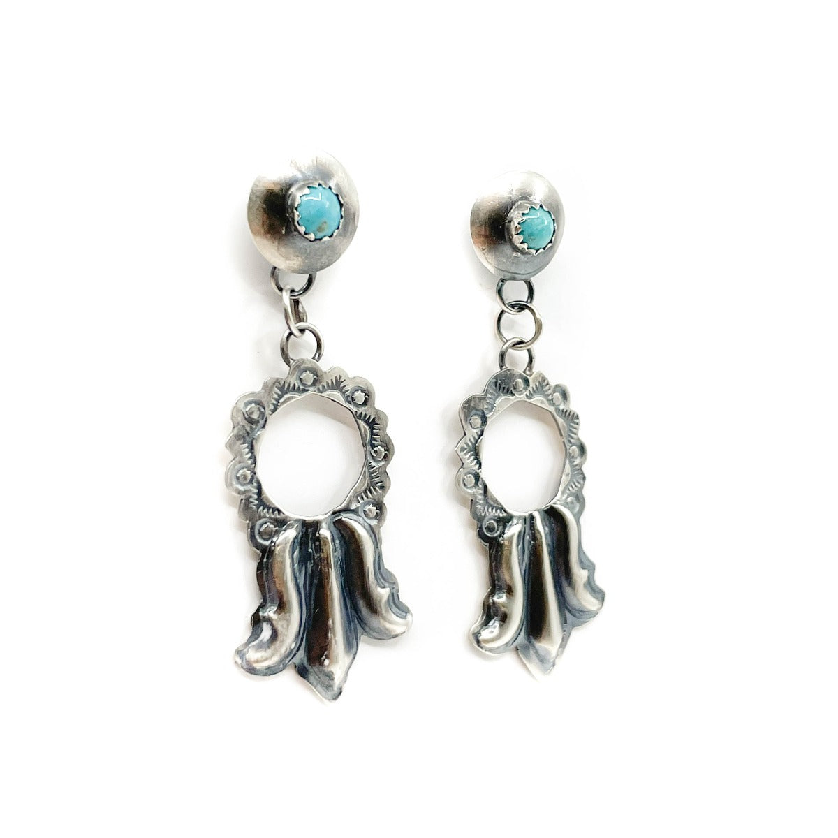 Turquoise & Repousse Dangle - Diné
