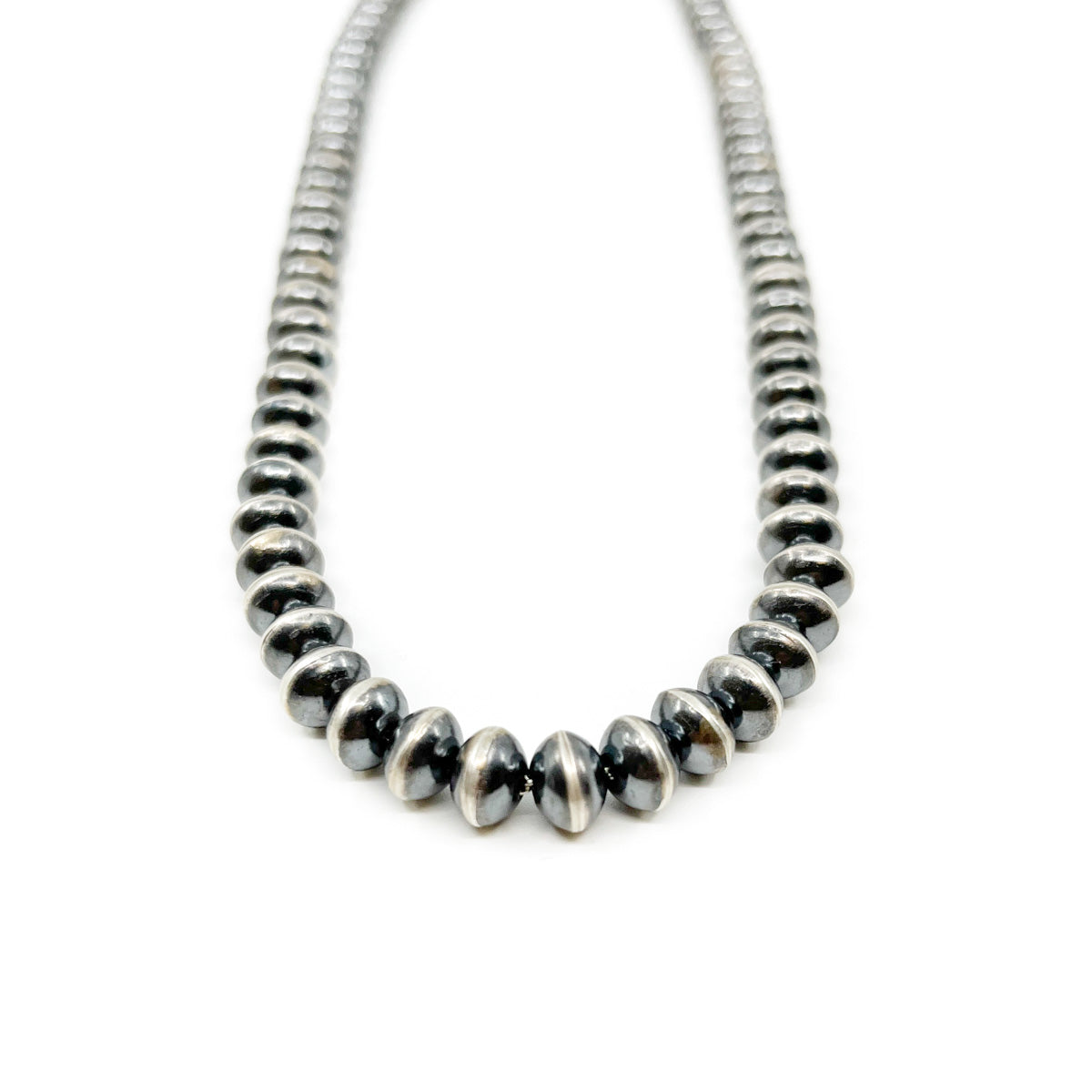 Sterling Silver Burnished Bead "Navajo Pearls" - 18 inches