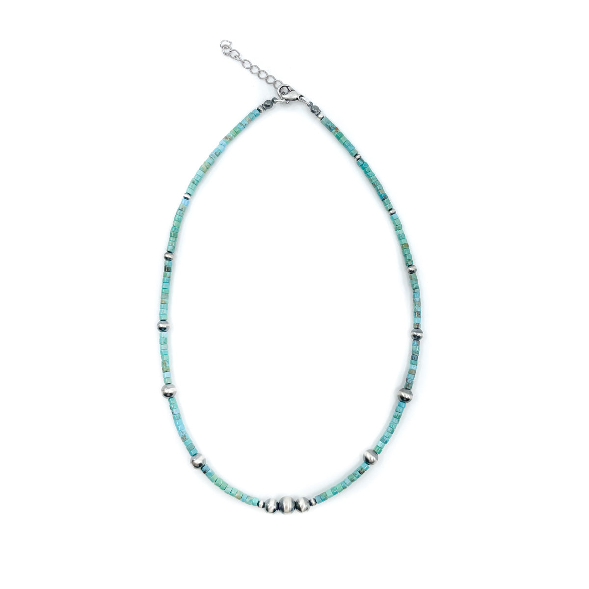 Turquoise Heishi Bead Choker with Silver Beads