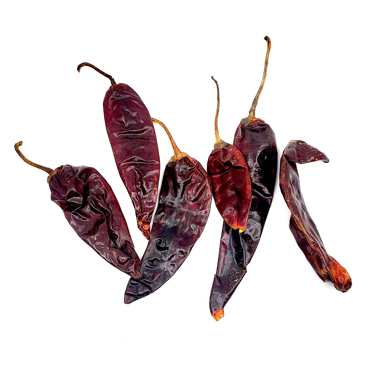 Called mirasol ("looking at the sun") in the green stage, this chile has a smooth, earthy flavor. A favorite for enchilada sauce. Medium hot. 1.5oz package.