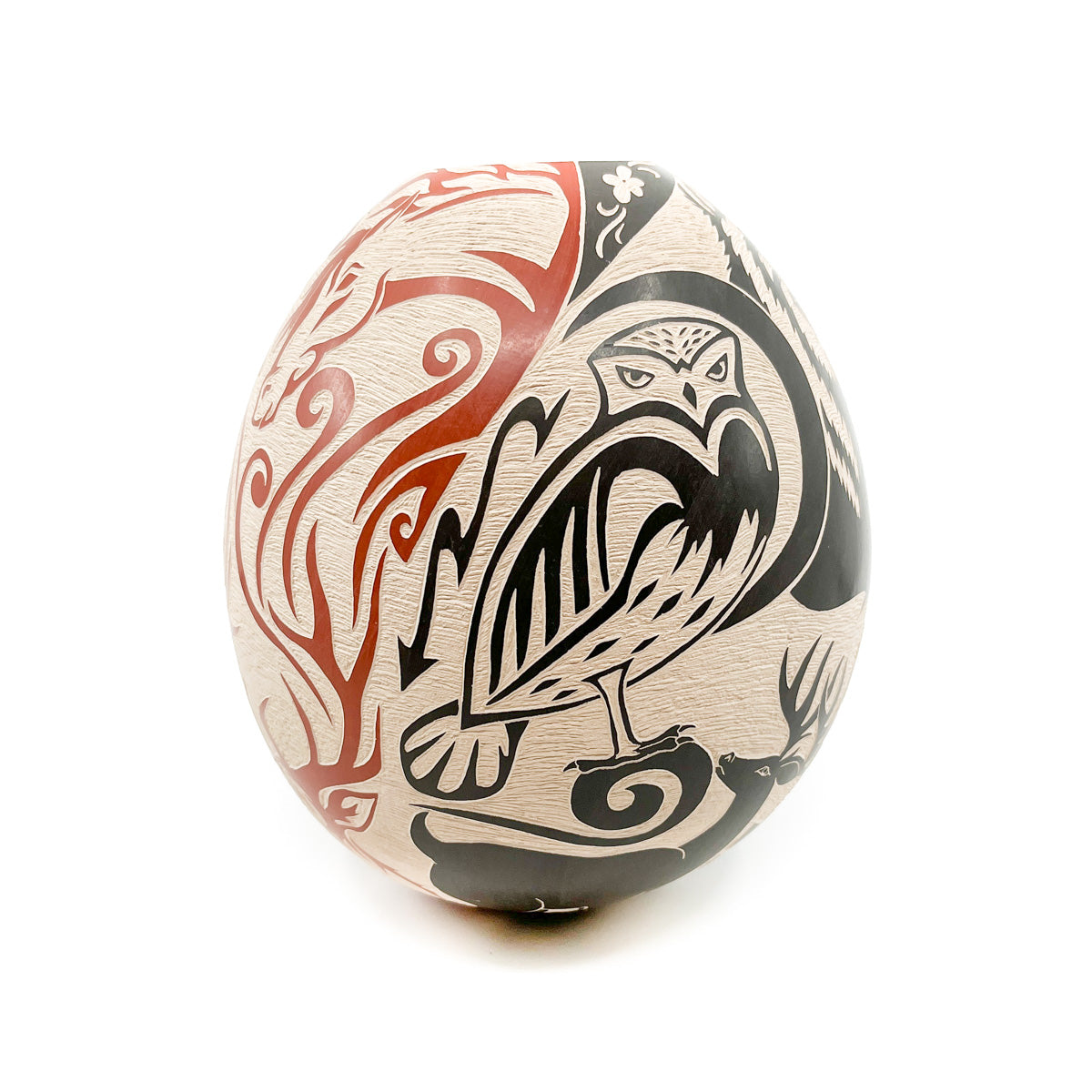 Large Pot with Bear, Elk & Owl