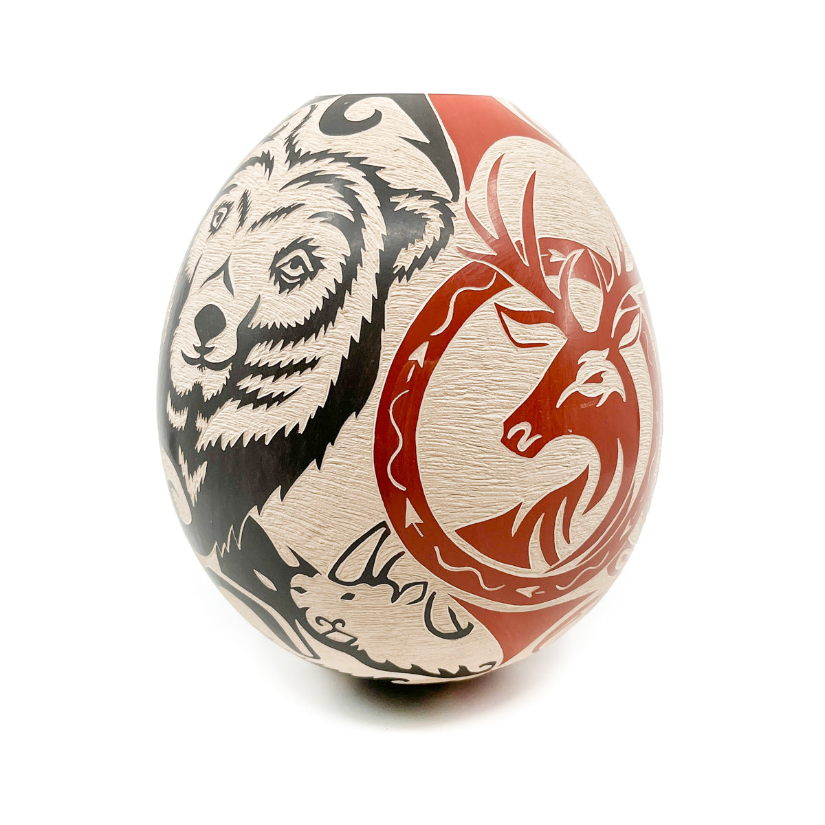 Large Pot with Bear, Elk & Owl