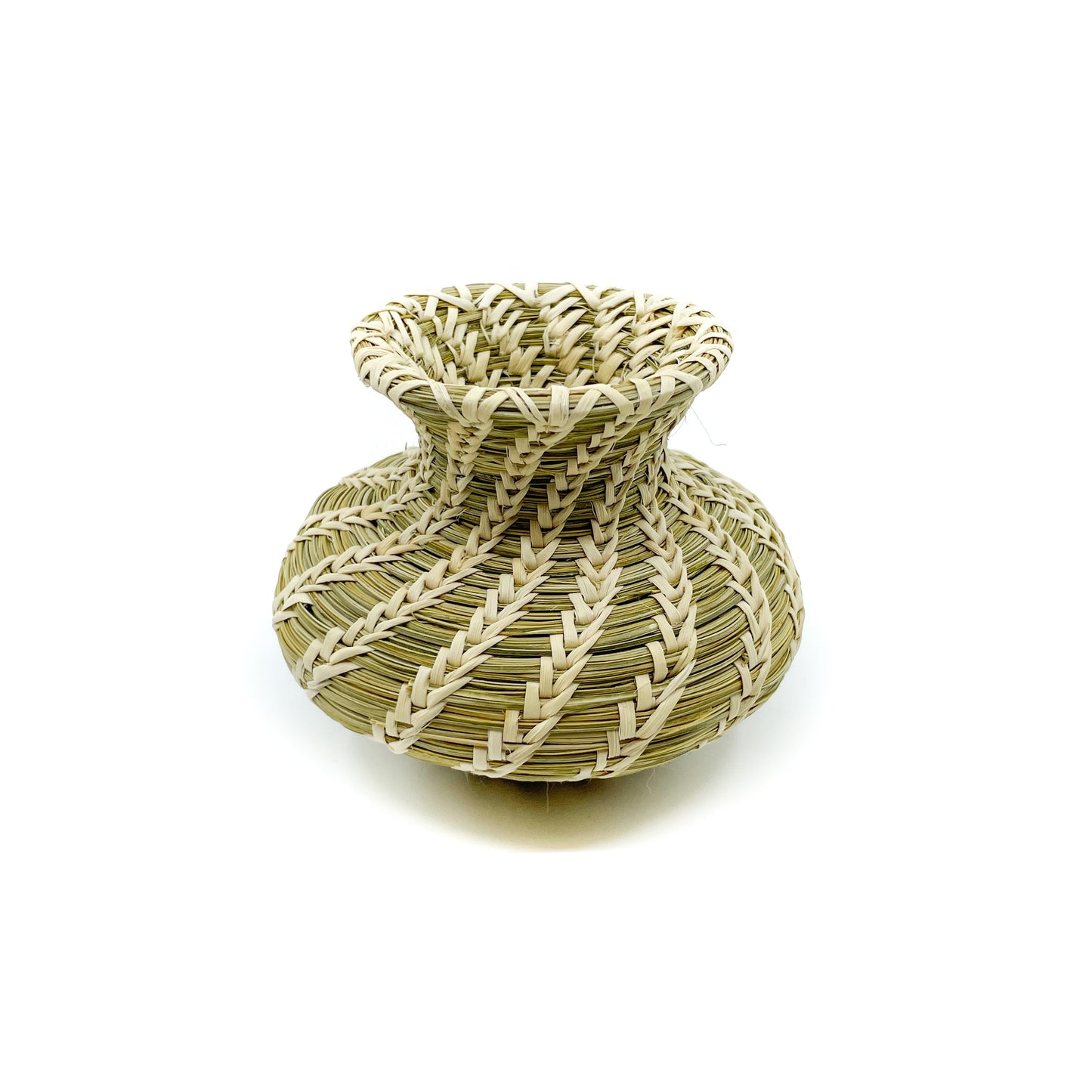 Beautifully Woven Open Stitch Olla Basket with Split Stitch Design