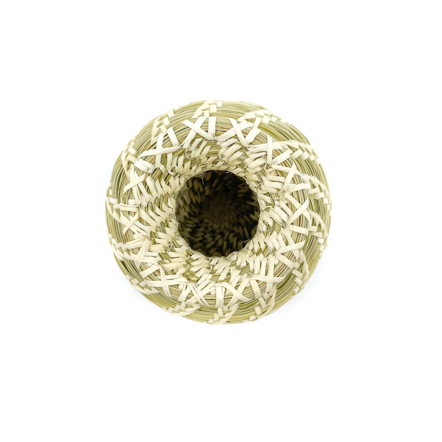 Beautifully Woven Open Stitch Olla Basket with Split Stitch Design