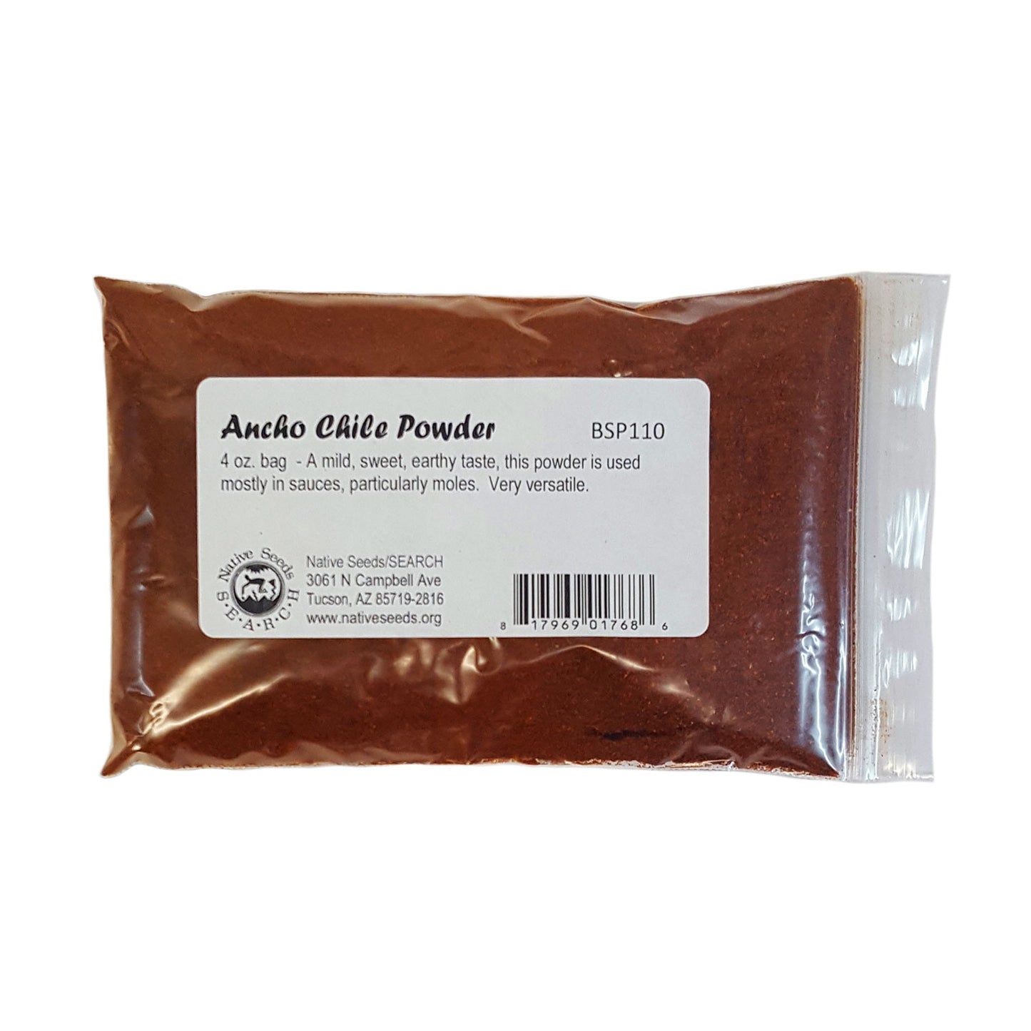 Ancho Chile Powder. Mild, sweet earthy taste Used mostly in sauces, particularly moles Very versatile 4 ounce bag