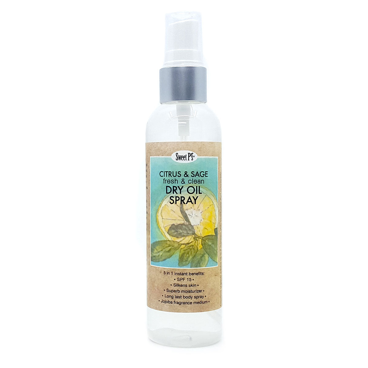citrus and sage dry oil spray made with organic jojoba oil