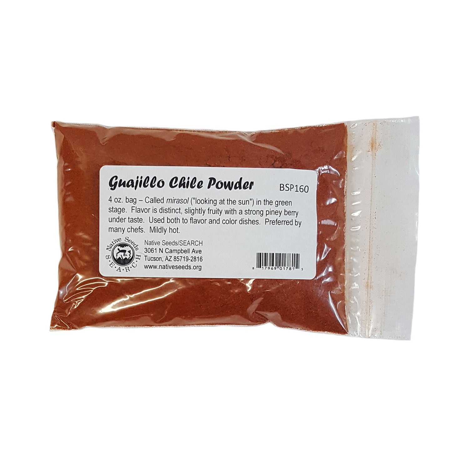 guajillo chile powder. Flavor is distinct, slightly fruity with a strong piney berry under taste Used to both flavor and color dishes Preferred by many chefs Mildly hot Called mirasol ("looking at the sun") in the green stage. 4 ounce bag