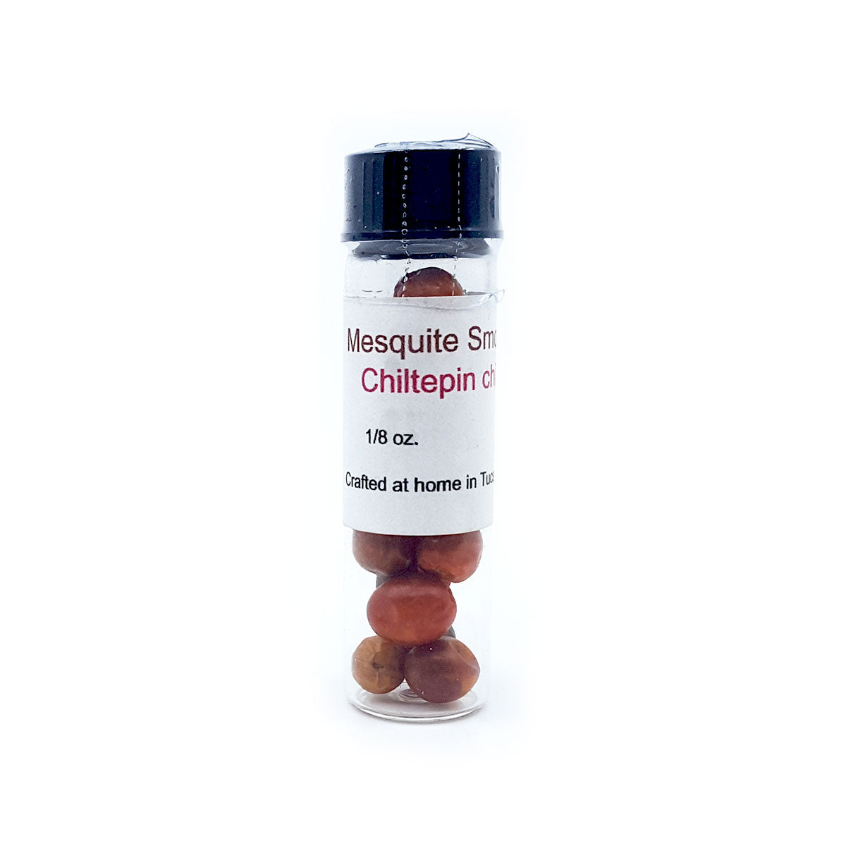 bold and savory flavors have been combined by slow smoking dried chiles over mesquite smoke Chiltepin is one of the hottest chiles in the world, with an explosion of heat that lingers just long enough Locally made in Tucson 1/8 oz. jar
