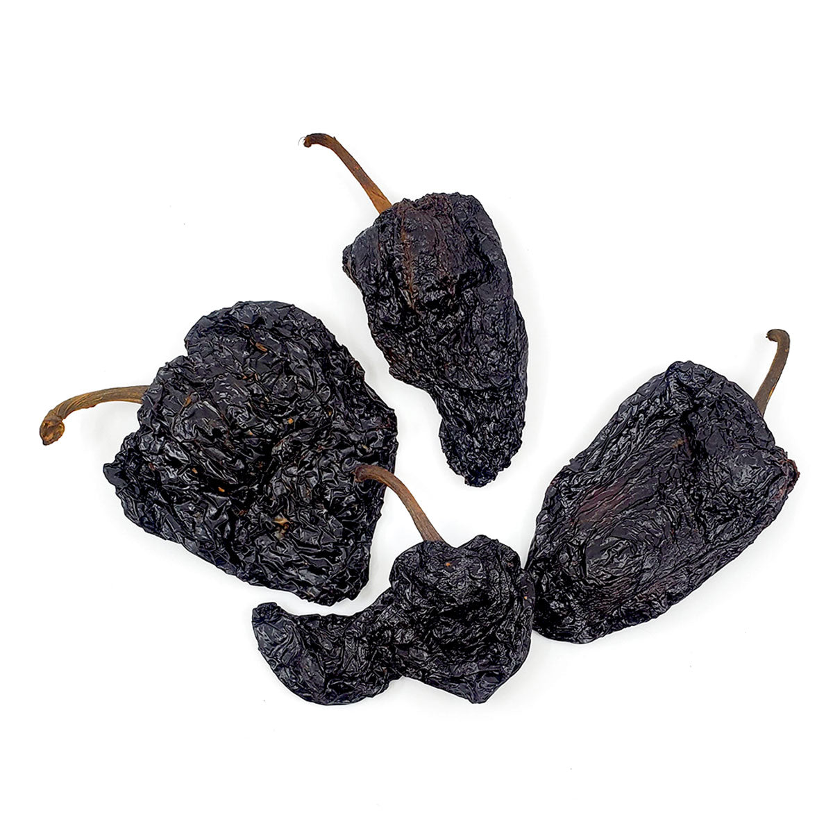 This long (4- to 5-inch) dark brown Chile is a type of dried Poblano. Light fruity nuance and a much more pronounced smoky character than its relative, the Ancho. The quintessential mole chile. &nbsp;1.5oz package.