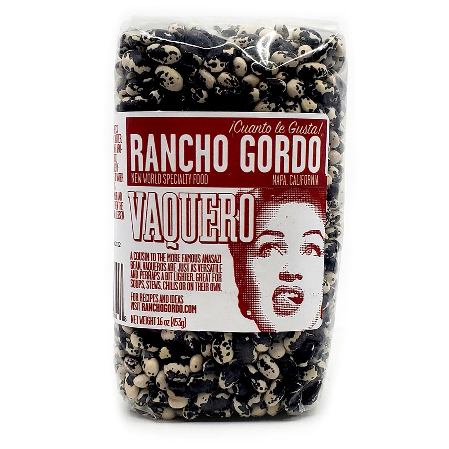 A really lovely cousin to the Anasazi bean, Vaquero have intriguing black and white markings, similar to an appaloosa horse. The flavor is somewhat like the Anasazi, but a little lighter. It also has an inky, black pot liquor. It looks cool and tastes great.