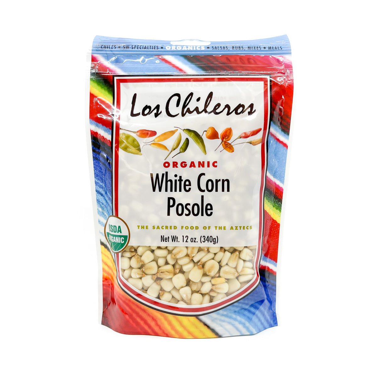 Treated with lime to remove the hulls. Empty contents of package into a non-reactive container and cover with water; soak overnight. Boil posole in salted water for approximately 2 hours and then add meat, chile pods, oregano, garlic. Cover and simmer for another hour or until posole is tender, stirring occasionally. White Corn Posole is delicious with beans or on its own. 12 oz. package